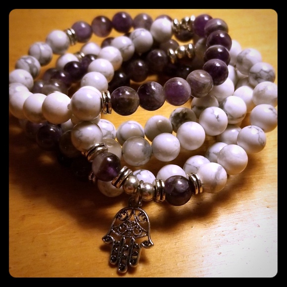 Amethyst & Howlite Hamsa Mala - Picture 1 of 1
